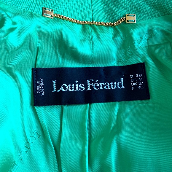 Vintage 1980s Louis Féraud Green Double Breasted Blazer Sz 10 - Picture 9 of 10